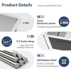 36 Double Bowl Kitchen Sink Undermount 16 Gauge Stainless Steel (Stainless Steel / 36''x19''-50/50)