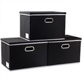 Extra Large Collapsible Storage Bins with Lids [3 (Black / XXL (3-Pack))