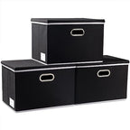 Extra Large Collapsible Storage Bins with Lids [3 (Black / XXL (3-Pack))