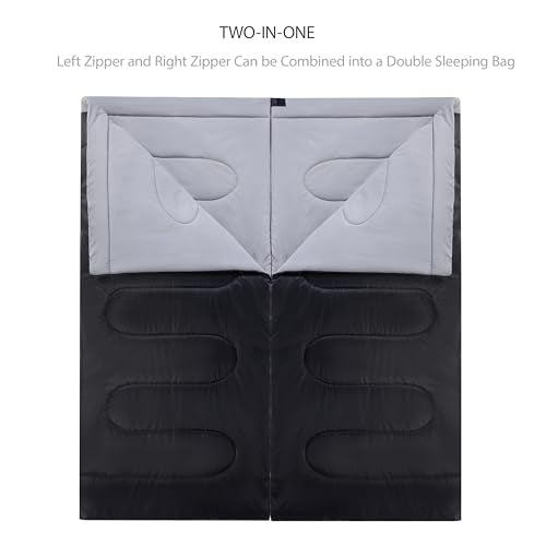40 Degree Sleeping Bag for Adults (40F-84" x 40" Left Zip / Black Gray)