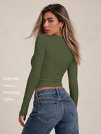 Womens Long Sleeve Shirts Basic Compression Tops ArmyGreen S (Small / Armygreen)