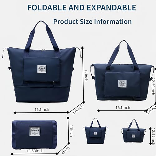 Large Capacity Foldable Travel Bag (Dark Blue)