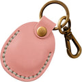 Genuine Leather Airtag Holder Compatible with Apple AirTag Keychain 2nd & 1st Gen (Pink)