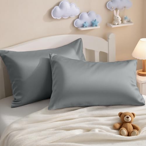 Toddler Pillows with Pillowcases Set (Dark Grey (Cotton) / 13x18 Inch (Pack of 2))