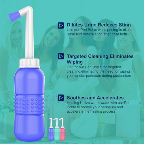 2PCS Blue+Green Peri Bottle for Postpartum Essentials (450ml Blue + Green【tw0 Color!】)