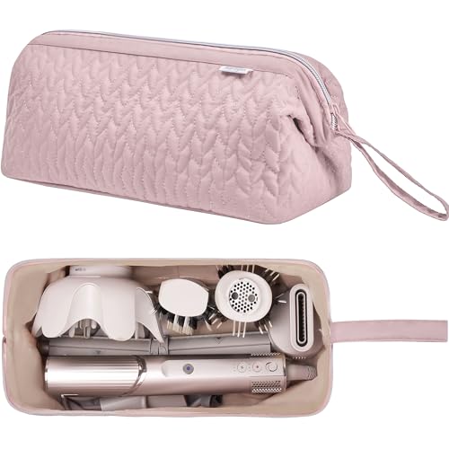 Shark Flex Style Case for Dyson Airwrap Hair Dryer Brush Revlon Hair Tools Travel Bag Carrying Case Flat Curling Iron Organizer (Pink)