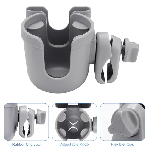 Stroller Cup Holder with Phone Holder (All Grey)