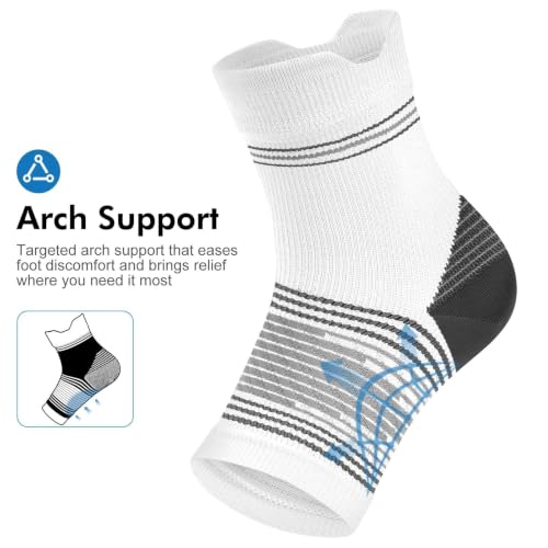 6 Pairs Compression Socks with Arch Support for Plantar Fasciitis (White(6 Pairs) / Medium (6 Pair))