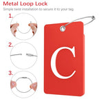 2 Pack Initial Luggage Tags for Suitcases Airplane Travel Essentials (Large C / Red)