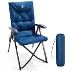 Folding Padded Camping Chair 4 Positon Adjustable Recliner with High Back Support Portable for Adults (Blue)