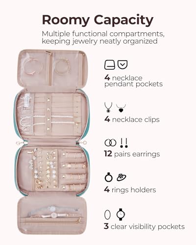 Jewelry Organizer Case Large Travel Jewelry Storage Bag (Medium / Teal)