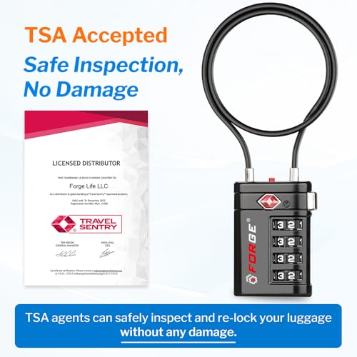Open Alert TSA Approved Luggage Locks (Black 1 PK)