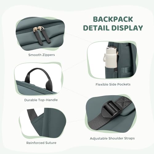 Hiking Travel Backpack for Women Casual Business Weekender Multilayer Laptop Bag (A-darkgreen / 16 Inch)
