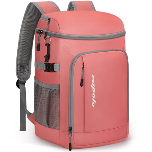 Cooler Backpack Insulated Leak Proof for Women Men Soft Cooler Bag (36 Cans / Leather Coral)
