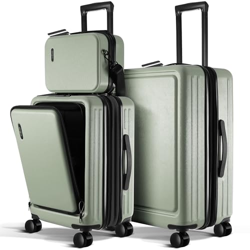 3 Piece Luggage Sets (3 Piece Set (20"/24") / Sage Green)