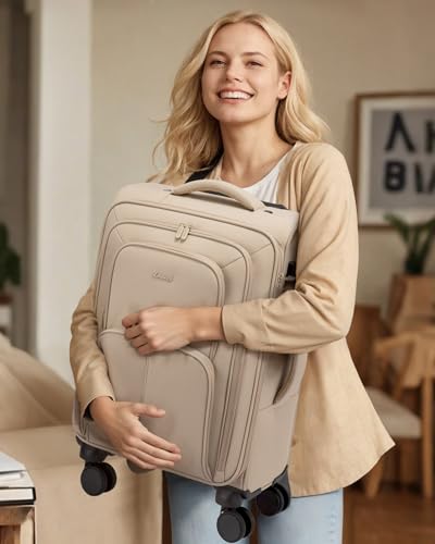 Carry On Luggage 22x14x9 Airline Approved (Khaki / 22 inch_Carry on)