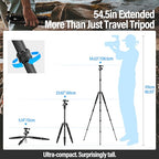 54" 137cm Carbon Fiber Travel Tripod for Camera with 360° Ball Head (54.5" Travel Tripod)