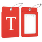 2 Pack Initial Luggage Tags for Suitcases Airplane Travel Essentials (Large T / Red)