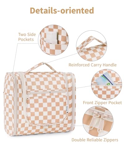 Large Hanging Travel Toiletry Bag for Women (C-Light Checkerboard-1 / Large)