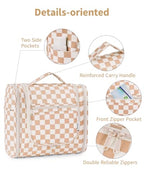 Large Hanging Travel Toiletry Bag for Women (C-Light Checkerboard-1 / Large)