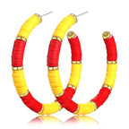 Game Day Earrings Football Baseball Earrings for Women Sports Team Heishi Hoop Earring Football Accessories Outfits Cheer Mom Essentials Fall Sports Must Haves Cheer Gifts (Red Yellow)