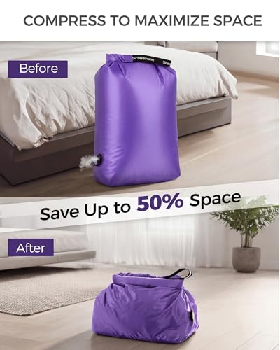 Compression Travel Laundry Bag for Dirty Clothes (Purple / Medium)