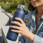 Recycled Stainless Steel Explorer with Flip Straw Lid (Azurite / 24 Ounces)