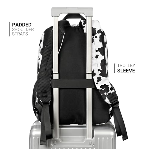 26L Backpack for College (Cow Print Black / 16.5 Inch)