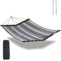 12FT 2 Person Hammock with V Shaped Spreader Bar (Brown Stripes)