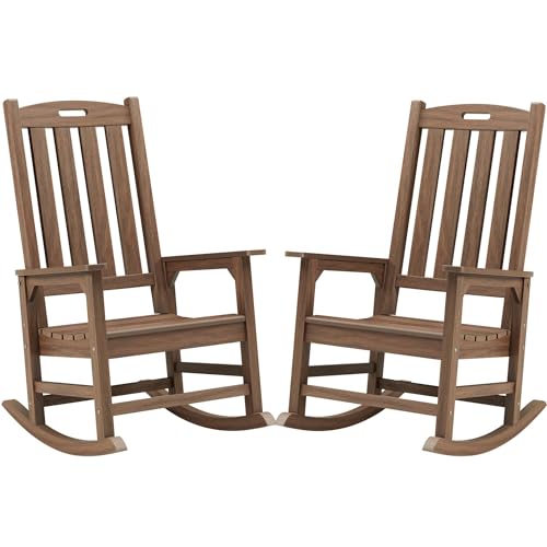 Outdoor Rocking Chair Set of 2 (Dark Brown / 2 pack)