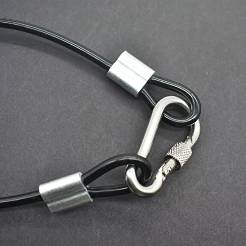 5 Pcs 5mm Wire 24 inch Vinyl Coated Stainless Steel Cable with Loops Short Wire Rope Lanyard Lock Security Chain Link for Outdoor Gates (5mm(T) X 24 in(L) 5PCS / Black)