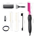 Electric Hot Comb Hair Straightener Heat Pressing Comb Curling Flat Iron Curler Hair Straightener Brush for Natural Black (Purple-3-gear)