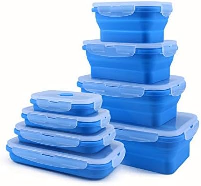 4 Pack Collapsible Silicone Food Containers Storage Lunch Bento Box by LEISIDY