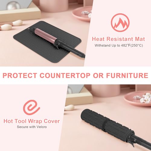 Oversize Silicone Heat Resistant Mat for Hair Tools (Black)