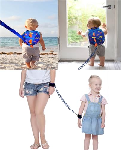 Toddler Mini Dinosaur Backpack with Child Leash (Deep Blue-a)