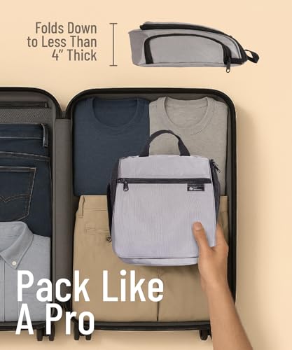 D&D Wanderlust Hanging Travel Toiletry Bag for Women & Men (Light Gray Medium)