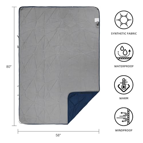 Large Waterproof Outdoor Blanket Thick Fleece 80" x 58" (Dark Blue-a)