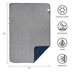 Large Waterproof Outdoor Blanket Thick Fleece 80" x 58" (Dark Blue-a)