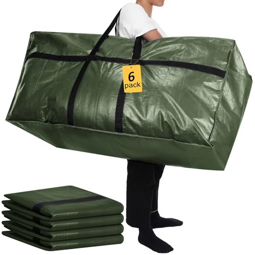 6 Pcs 66 Gallon Extra Large Moving Bags Heavy Duty Storage Bag (66 Gallon / Green)
