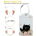 Smiling Black Cat Among Flowers 2 Pack Luggage Tag for Suitcase (Smiling Black Cat Among Flowers)
