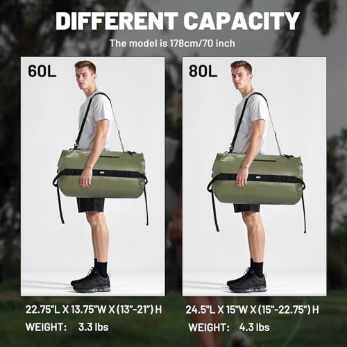 Large Waterproof Duffel Bag (Army Green / 80L)