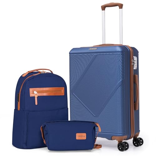 Carry On Luggage 22x14x9 Airline Approved (Blue / 3PCS)