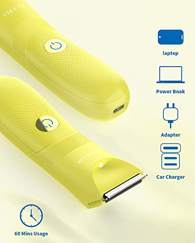 Unisex Hair Trimmer with Adjustable Guards (Yellow)