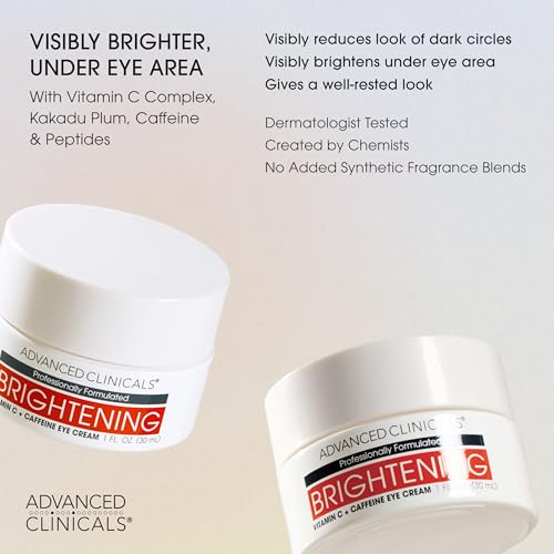 Brightening Vitamin C Body Cream Lotion + Vitamin C & Caffeine Eye Cream Face Moisturizer Skin Care Set For Women (Vitamin C Eye Cream + Body Cream Set / 2 Piece Set)