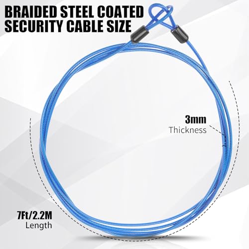 12pack Security Cable Lock (Black,Blue / 7 ft)