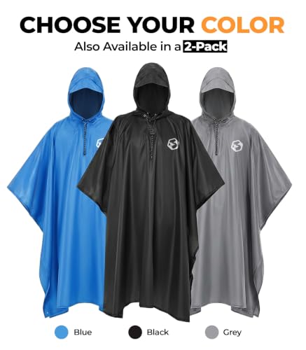 Extra Long Rain Poncho for Tall Adults (One Size / Black)
