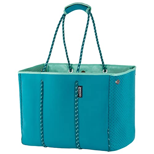 Neoprene Multipurpose Beach Bag Tote with Inner Zipper Pocket (Lake Green / X-Large)