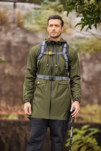 Long Hooded Raincoat Safety Waterproof Emergency Rain Jacket Poncho for Men Women Adults (Olive Green / 3X-Large)