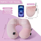 Inflatable Travel Neck & Shoulder Pillow for Airplanes&Long Trips (Pastel Pink / Medium)