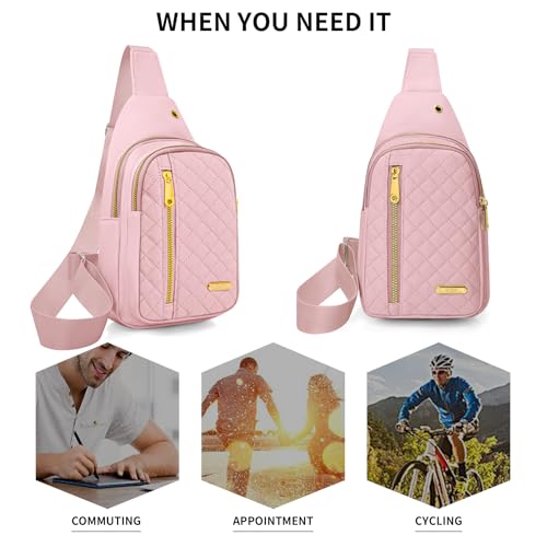 Small Sling Bag For Women Men Casual Crossbody Sling Backpack (Pink)